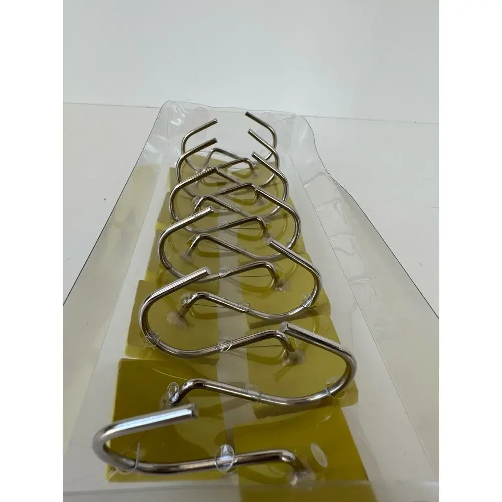 Shower Curtain Rings Hooks, geometric yellow & white, set of 12